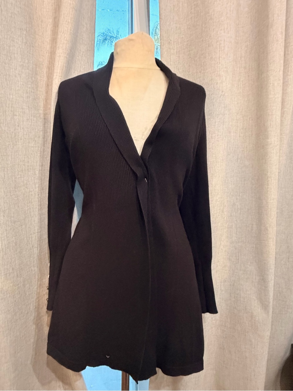 Philosophy Black Long Sleeve Ribbed Knit Dress